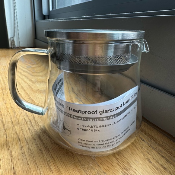 Muji Clear Heatproof Glass Pot Tea Infuser with Silver Top - Picture 4 of 6